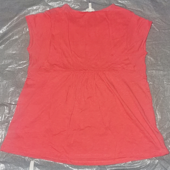 Ella Moss Medium New pinkish red smock style T shirt short sleeves embroidery M - Picture 11 of 11